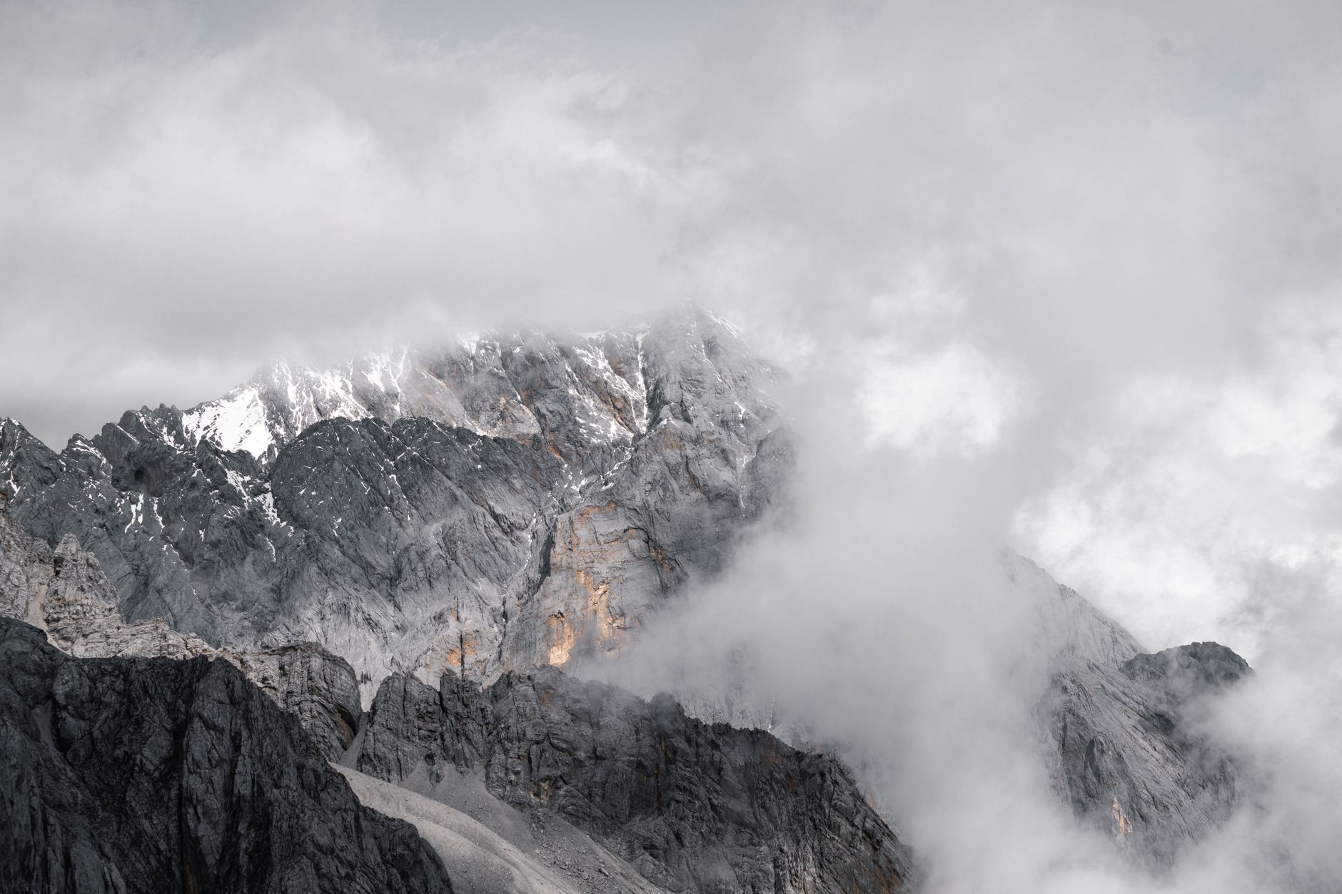 Awe-inspiring pristine mountain valley with morning mist